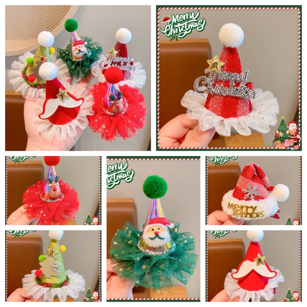 Santa Hat Plush - Pinza para el pelo navideña con