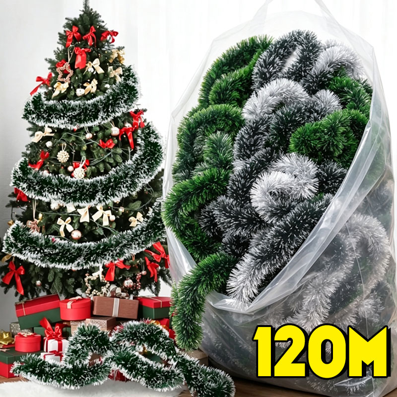 Tinsel Garland Decoration - Guirnalda de Espumillón Verde y Blanco